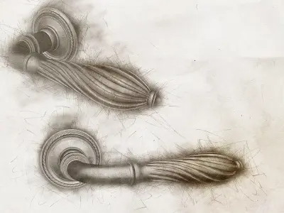 Brass Door Handles 3D model 3D model