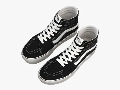 Vans Sk8-Hi Platform Black and White 3D model