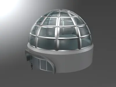Architectural Dome Building Rectangular Divisions Structure 3D model