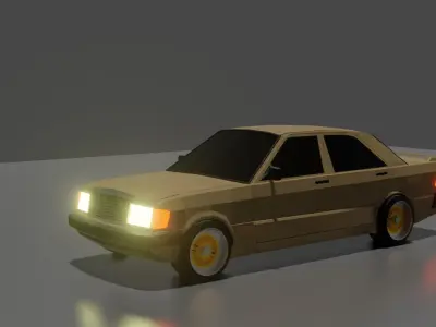 Mercedes Benz 190 w201 low poly Low-poly 3D model