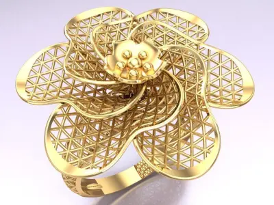  Mesh flower ring - Italian rings - Womens Rings - N6191 3D print model
