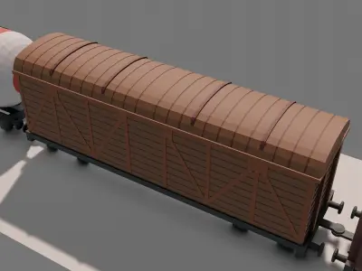 Low Poly Vagons train with two tanks Low-poly 3D model