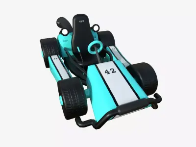 Cartoon Kart I10 Light Blue - Vehicle Racing Design Low-poly 3D model