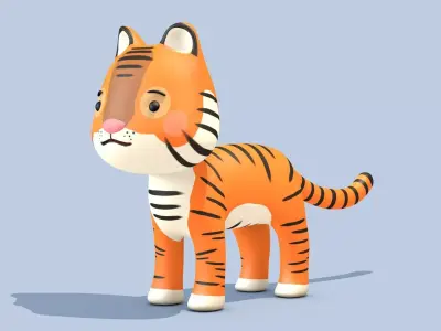 Cartoon Tiger Low-poly 3D model