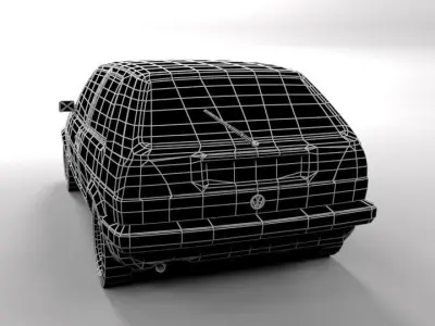 VW VOLKSWAGEN GOLF 2 LOWPOLY Low-poly 3D model