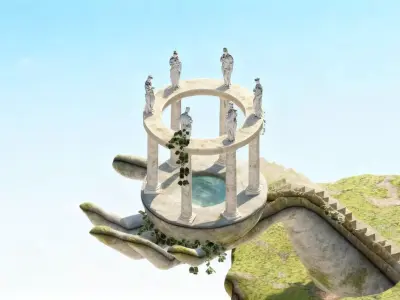 a miniature ancient Greek temple 3D model