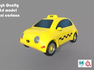 Cartoon Taxi Low-poly 3D model