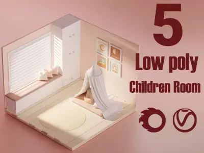 5 Lowpoly Children Room Low-poly 3D model