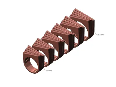 Rounded bar helical pattern large statement ring 3D print model