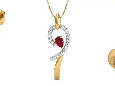 Bend Shape Fashion Earring - Pendant - Ring Set 3D print model