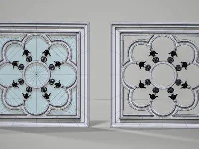 Highpoly Square Gothic Window Type6 3D model