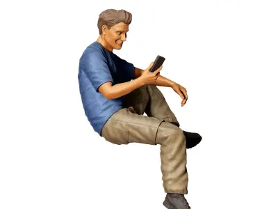 N2 man sitting on the back of pickup truck 3D print model