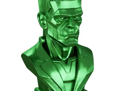 Metal bust of Frankenstein 3D model