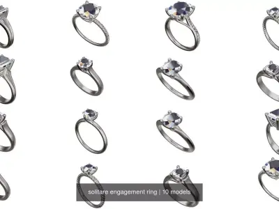 solitare engagement ring 3D Model Pack