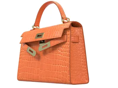 Hermes Kelly Bag Orange Crocodile Low-poly 3D model
