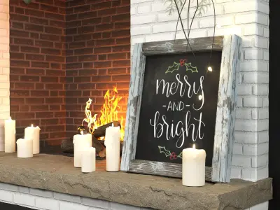 Bright Christmas Decorative Set 3D model