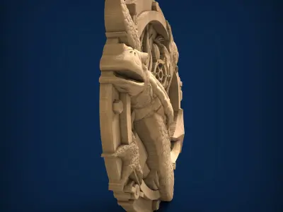 Carved panel painting STL 3D model 11