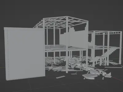 Burnt Building Low-poly 3D model