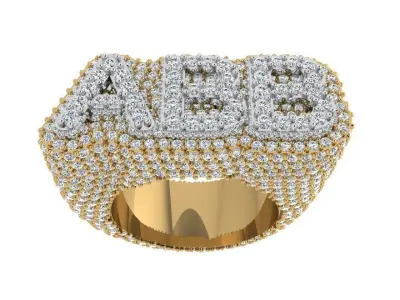 Luxury Pave Ring With Letters 3681 3D print model