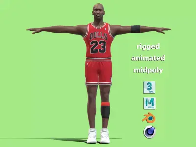 T-P Rigged Michael Jordan Chicago Bulls NBA 3D model
