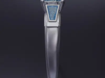 Elegant Blue Topaz Engagement Ring 3D model for animation 3D model