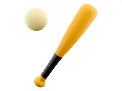 3d baseball bat and ball 3D model