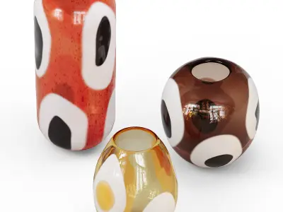 Set of colored glass vases j-line 3D model