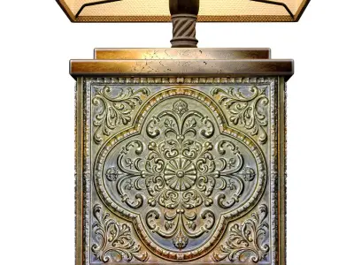 High Green Copper Arabic Oriental Nightstand buffet Table Lamp 3D model