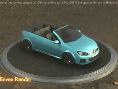 City Car 53 Compact Class Convertible Open Type-C Blue Low-poly 3D model