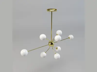 Gold Modern Chandeliers with White Globe Glass Shade Low-poly 3D model