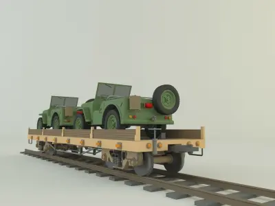 train wagon willys jeep 3D model