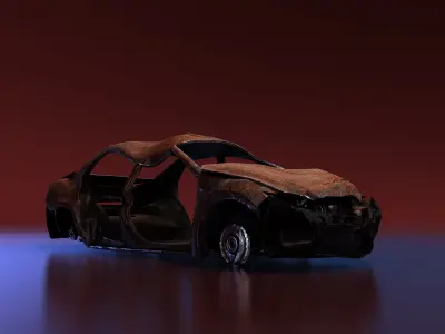Junkyard Sedan Low-poly 3D model