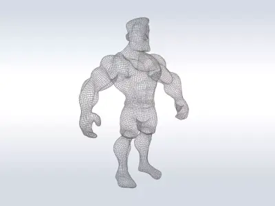 3D Cartoon character t pose muscle strong man sport gym 3D model