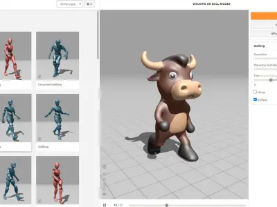 High-Quality 3D Cute Bull Animated for Games Low-poly 3D model
