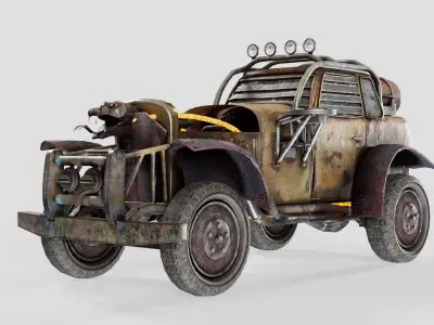 post apocalyptic car the Aspid da1 Low-poly 3D model
