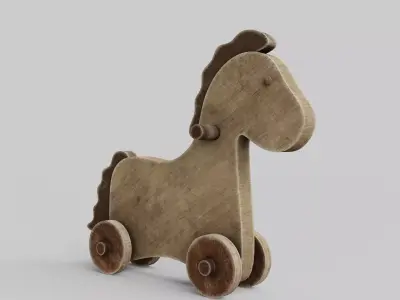 Rocking Wooden Horse Old Vintage Toy Low-poly 3D model