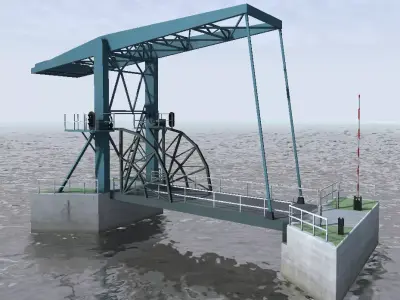 Inland Moveable Small Bridge 3d model Low-poly 3D model