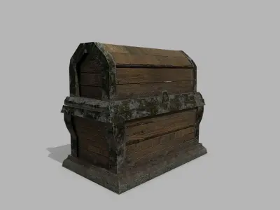 Chest wooden Low-poly 3D model
