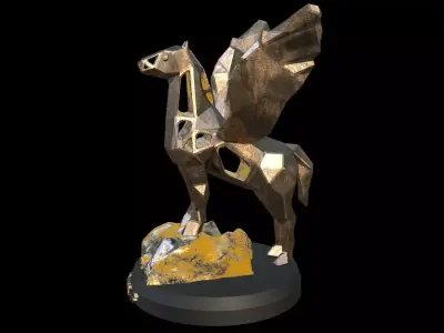 Steampunk Pegasus Rock Low-poly 3D model