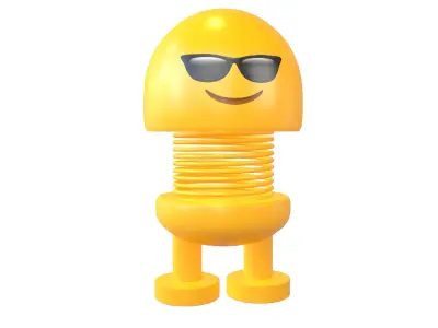 Car Spring Toys Smiling Face with Sunglasses v1 001 Low-poly 3D model