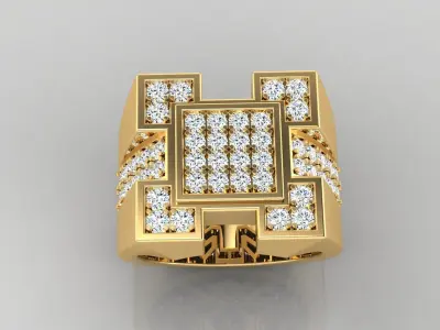 Ring M32 Mens luxury ring with gem 3D print model