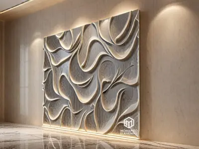 modern panel wall decor set wall relief mural CNC 101 3D model