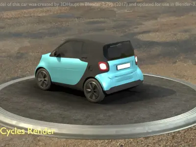 City Car 63 Small Type-E Blue Low-poly 3D model