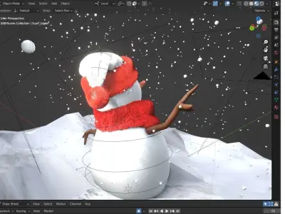 Animated Snowman Happy 3D model