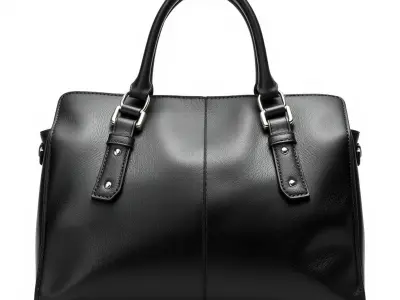 Glossy Black Leather Handbag Model Pack Low-poly 3D model