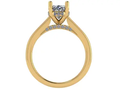Oval shape halo ring with stones underneath 3D print model