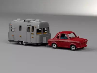 Airstream Trailer and Towing Vehicle 3D print model