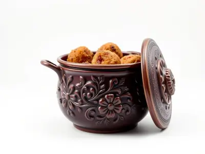 Intricately Carved Pot with Floral Garlands model pack Low-poly 3D model