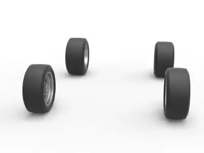 Wheel set of Pavement Midget car Scale 1 to 25 3D print model