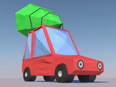 Origami Lowpoly Cartoon Car Low-poly 3D model